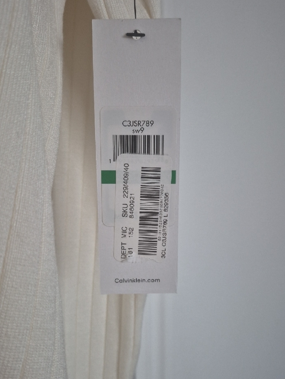 Calvin Klein Cream Ribbed Button-Down V-Neck Cardigan - Picture 2 of 4